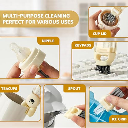 Cup Lid Cleaning Brush, 3 in 1 Cup Cleaner Brush New Multifunctional Lid Cleaner Lid Brush Cleaning Tool Multipurpose Bottle Gap Cleaner Brush Green - color: Green