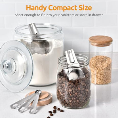 Measuring Cups and Spoons 12 Pieces: U-Taste 18/8 Stainless Steel Kitchen Metal Measure Gadgets, Heavy Duty Stackable Portion Teaspoon Tablespoon Scoop for Baking Cooking Dry & Liquid Food Ingredient - size: Measuring Cups and Spoons Set of 12