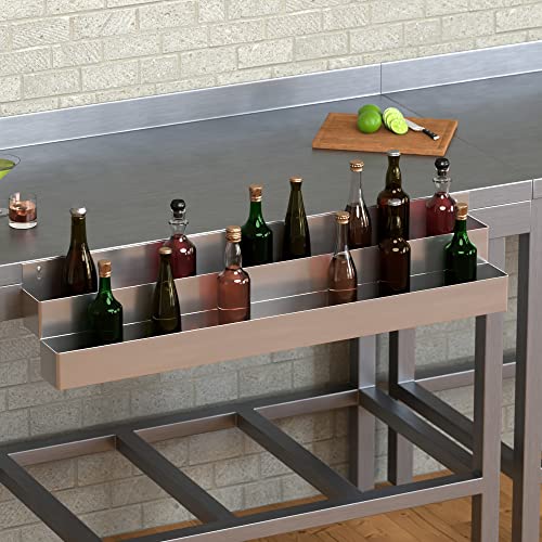 Stainless Steel Double Tier Speed Rail, Liquor Rack, Speed Rack, Bottle Holder - 48 Inch - size: 48 Inch, style: Double Tier