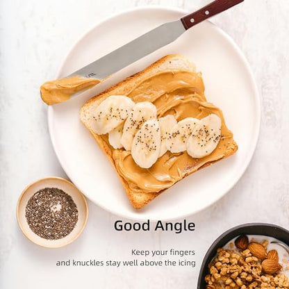Straight Icing Spatula Stainless Steel Baking Set of 6", 8" & 10" Wooden Handle Cake Decorating Frosting Spatulas - size: straight spatulas 6 8 10 inches