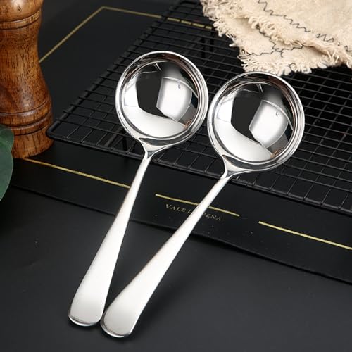 Zjunhm Small Soup and Gravy Ladles - 304 Stainless Steel, 7.7 Inches, 2-Piece Set - Dishwasher Safe (Silver)