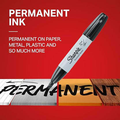 Sharpie Permanent Markers, Large, Chisel Tip, Black, 4 Count - Marks on Paper, Plastic, Metal, and More - size: 4 Count (Pack of 1)