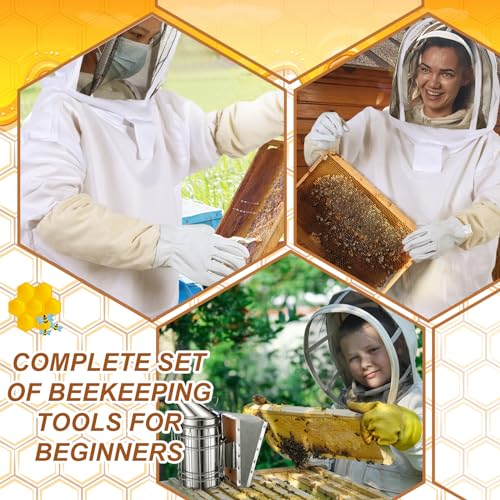30 Pcs Beekeeping Supplies Beehive Equipment Beekeeping Starter Kit Bee Keeper Supplies All with Jacket Beehive Kit Bee Smoker Uncapping Tool for Beginners Professional Beekeepers(Large) - size: Large