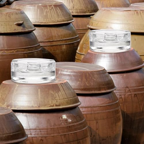 LALAFINA Small Glass Fermenting Weights with Easy-grip Lid for Wide Mouth Mason Jars, Dishwasher Safe Fermentation Accessories for Sauerkraut, Pickles, and Home Canning
