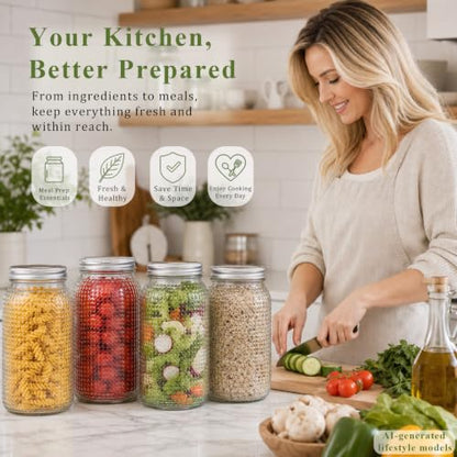 WELLIFE 3 Pack 64 oz Half Gallon Mason Jars, Wide Mouth Glass Jars with Airtight BPA-Free Lids, Raised Dot Texture Large Jars for Canning, Pickling, Fermenting & Food Storage - color: Clear Dot Mason Jars 64oz-3Pcs