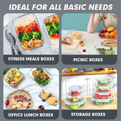 VERONES 30 Pieces Glass Meal Prep Containers Set, Stackable Food Storage Containers with Lids-Airtight Glass Lunch Containers，for Microwave, Oven, Freezer & Dishwasher,White - color: White-30
