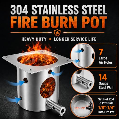 304 Stainless Steel Fire Burn Pot Replacement Parts for Traeger, Pit Boss Pellet Grills, Pellet Grill Replacement Parts for Traeger Pro 22/34, Camp Chef, Z Grills, Fire Pot with Ash Remover & Screws - size: Fits Traeger and Pit Boss Pellet Grills