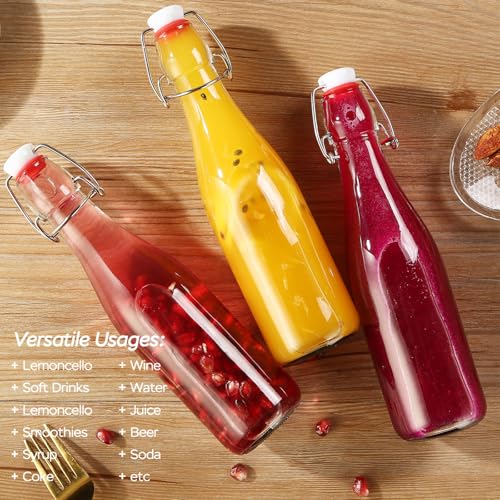 6 Pack 12 oz swing top glass bottles,flip top glass bottles 12 oz with airtight lids for Home Brewing,2nd Fermentation,Kombucha,Kefir,Vanilla Extract,Juice,Tea,Beverages,Soda,Oils,Vinegar,Limoncello