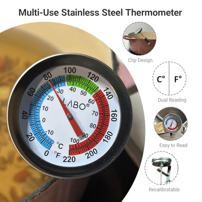 LABO Instant Read 2-Inch Dial Thermometer,Best for The Coffee Drinks,Chocolate Milk Foam - size: single item