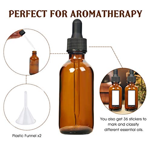 Eternal Moment 2 oz Eye Dropper Bottle(24 Pack), 60ml Amber Glass Bottles with Glass Eye Dropper for Essential Oils, Chemistry Lab Chemicals, Colognes & Perfumes - size: 2 Ounce