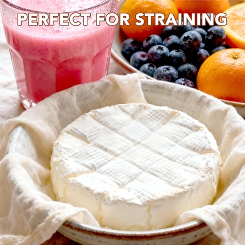 8-Pack Extra Large Cheese Cloths, 20x20 Inch Reusable Cotton cheese cloth bag for straining, Lock-Edged, Food Grade for Nut Milk, Yogurt, Cooking & Juicing