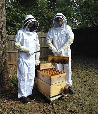 Professional Beekeeping Suit and Goatskin Gloves (1 Pair) Self-Supporting Fencing Veil and YKK Metal Zippers - Easy On and Off – Bee Family Car Stickers - X-Small - size: X-Small