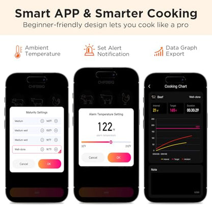 Newise Bluetooth Meat Thermometer with Smart APP, 800FT Wireless Range | LCD Base, Rechargeable Probe, Digital Food Thermometer for BBQ, Grill, Smoker, Perfect Gifts for Men - size: 1 Probe