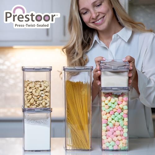 5-Pack SAN Airtight Pantry Storage Container Set, Leakproof Twist-Lock Lids, BPA-Free Stackable Canisters for Sugar, Flour, Pasta, Cereal & Snacks (0.8qt, 1.9qt ×2, 3qt, 4qt) - color: Sand