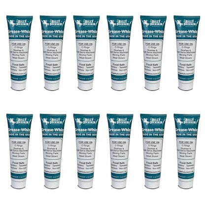 Grease-Whiz Food Grade Grease Lubricant (4oz, 12 Pack) - Slushee Machine, Beer Kegs, Pools, O Rings, Ice Cream Machine Lube - Food Grade Lubricant for Commercial & Domestic Use by Billy Buckskin - size: 48oz