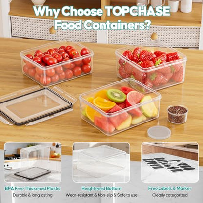 TOPCHASE 40 PCS Food Storage Containers with Lids Airtight (20 Containers & 20 Lids) - Plastic Food Containers for Kitchen Storage Reusable BPA-Free Leakproof Meal Prep Container with Labels & Pen - color: 20 Pack
