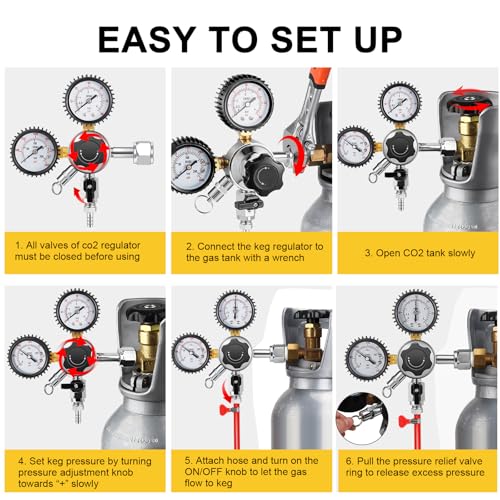 MRbrew 0-60PSI CGA-320 Keg CO2 Regulator with 5/16" Barbed Outlet | 0-3000 PSI Tank Pressure, Beer Regulator, Co2 Tank Pressure Regulator with Safety Pressure Relief Valve - size: One Output Barb - Mildly Carbonated