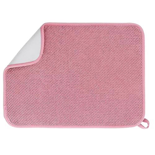 GeeRic Microfiber Dish Drying Mat, Super Absorbent Kitchen Dish Drying Pad, Reversible Gift Mats for Countertop, 12 * 16 inch Pink - color: Pink, size: 12*16 inch