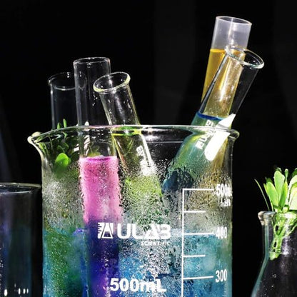 ULAB Scientific Glass Beakers, Vol. 500ml, 3.3 Borosilicate Griffin Low Form with Printed Graduation, Pack of 6, UBG1038 - style: Vol.500ml, Pack of 6