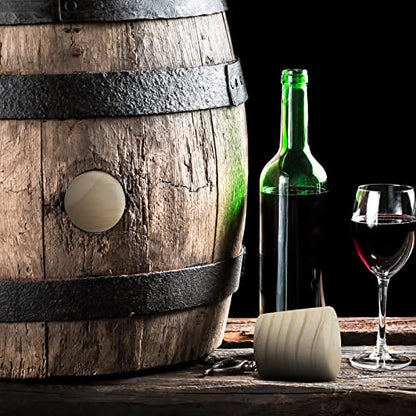 Weysat 2 Pcs Wine Barrel Cork Plug Stopper 1.77~2 Inch Whiskey Barrel Bung Hole Plug Oak Wood for Whiskey Beer Bottle Crafts