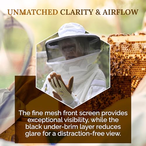 Bee Keeper Hat with Round Hood, Ventilated Beekeeping Veil, Bee Protective Gear for Men & Women, Comfortable Mesh for Beekeeping, Beekeeping Supplies (XL+) - size: XL+