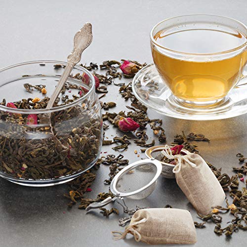 Boao 50 Pcs Cheese Cloth Tea Bags 4 x 3 Inch for Straining Reusable Tea Filter Loose Empty Soup Spice Bags for Cooking Cold Brew Coffee Muslin Strainer