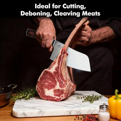 imarku 7 Inch Meat Cleaver Knife,Japanese SUS440A High Carbon Stainless Steel Butcher Knife with Ergonomic Handle,Ultra Sharp Vegetable Kitchen Knife for Home - color: Coffee Brown
