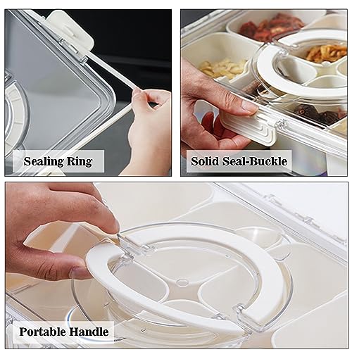 2Pack Snackle Box with Handle for Food Serving Tray Snack Platter with Lids Stackable Fruit&Veggie Container with 8 Small Removable Boxes for Snack Charcuterie Candy Nuts Spice - size: 2Pack with 16 dividers