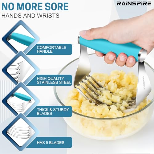 Rainspire XL Pastry Cutter For Baking, Heavy Duty Pastry Blender Stainless Steel, Thick Sharp Blades Dough Blender, Dough Cutter Butter Cutter Pastry for Easy Mixing, Dishwasher Safe, Blue - color: Blue