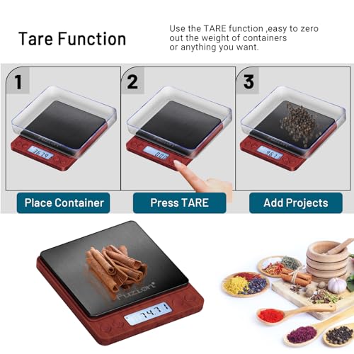 Fuzion Digital Scale .01 Gram Accuracy, 500g Mini Food Scales for Small Jewelry, Gold, Herb, Spice - Weight Gram and Oz - color: Wood Grain