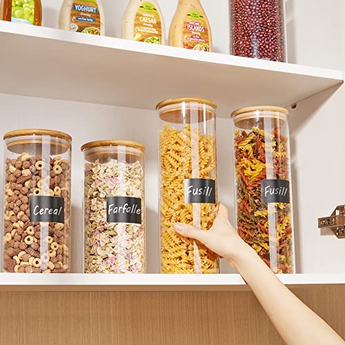 Vtopmart 70oz Glass Food Storage Jars, 3 Pack Large Kitchen Containers with Airtight Bamboo Lids for Pasta, Nuts, Flour, Canisters Set for Cereal, Pantry Organization, BPA Free - size: 3 Pack (70 oz)