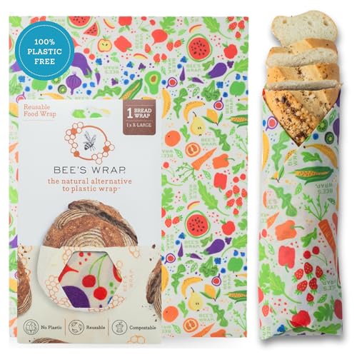 Bee's Wrap Beeswax Wraps for Bread - Beeswax Bread Wrap for Sourdough & Bread Storage - Plastic Free Made in USA Reusable Natural Food Wrap - Garden Party - color: Garden Party