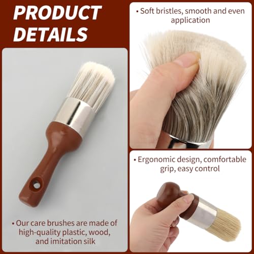 2 Pcs Salve Brush for Furniture,Leather & Wood Furniture Salve Brush Wa-x Brushing Tool with Comfortable Handle & Soft Bristles for Furniture Car Seats Jackets Shoes Cleaning Maintenance