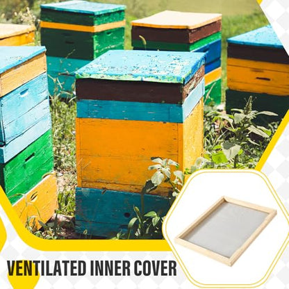 CroBlissful Beehive Inner Cover 10 Frame Ventilated Inner Cover Langstroth Style Beehive Insulation Bee Hive Wooden Vented Beekeeping Tool Supplies Starter for Beginners Beekeepers (4 Pcs)