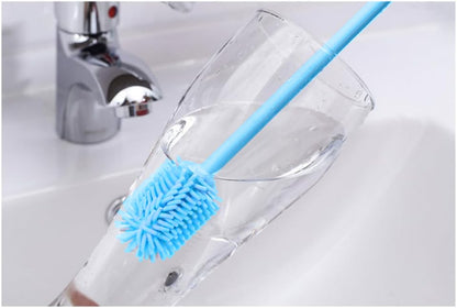 Silicone Bottle Cleaning Brush with Long Handle, BPA Free 12.5" Water Bottle Cleaner for Baby Bottles, Hydro Flask, Sports Bottle, Vase, Glassware, Perfect for Smaller Diameter Bottle Openings