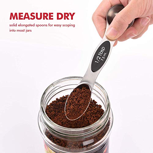 EDELIN Measuring Cups and Magnetic Measuring Spoons Set, Stainless Steel 5 Cups and 7 Spoons (Black) - color: Black