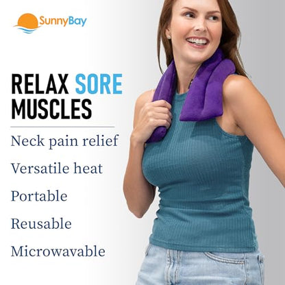 SunnyBay Microwave Heating Pad, Microwavable Heated Neck and Shoulder Wrap with Lavender, Soothing Pillow Hot & Cold Bean Bag, Aroma Warmer for Pain Relief, 26x5 Inches, 2.5 lbs, Purple - color: Lavender - Purple