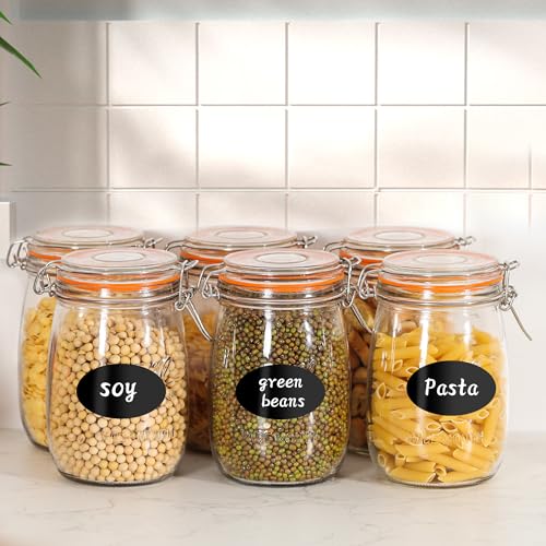 32oz Wide Mouth Mason Jars (6 Pack) – Reusable Airtight Glass Storage Jars with Hinged Lids, BPA-Free, Dishwasher Safe, Perfect for Canning, Pickling, Coffee & Fermenting