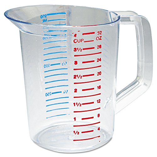 Rubbermaid Commercial Products Bouncer Clear Measuring Cup 4-Cup/1-Quart Clear Strong Food Grade Easy Read for Liquid/Dry Ingredients for Home/Professional Kitchen - size: 1 Qt