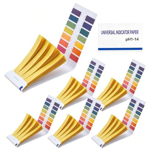 6 Pack 480Pcs pH Test Strips, Extensive Full Range 1-14 pH Test Litmus Paper with Storage Case, PH Soap Making Testing Strips for Water, Liquids, Saliva, Urine, Soil, Food, Lab Monitoring