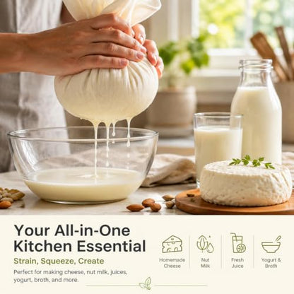 2Pcs Reusable Cheesecloth,Grade 100,16x16 Inch Hemmed Cheese Cloth for Straining Craft,100% Cotton Unbleached Cloth Strainer for Cooking,Baking,Juicing,Cheese Making,Ultra Fine and Dense,Washable - size: 16*16 inch*2 PCS