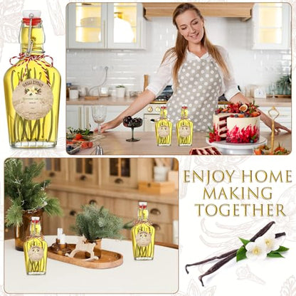 Uiifan 2 Pack 8 oz Vanilla Extract Bottles with Swing Top Flask Whiskey Pocket Glass Flask for Homemade Vanilla Extract Lemon Kombucha Water Apply Christmas Wedding Gift - color: Clear, size: 8 oz