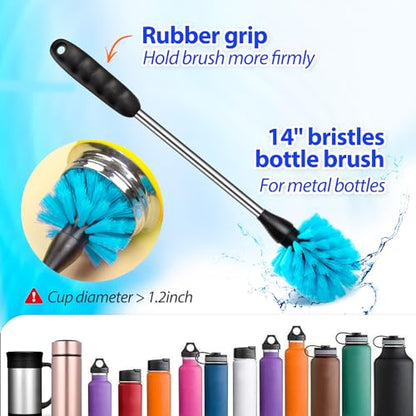 Holikme Bottle Brush Tube Cleaning Lab Set with Long Handle, Cup Cleaner for Washing Narrow Neck Beer Wine Decanter Pipes Lids Sinks Cap Covers, Green - color: Green