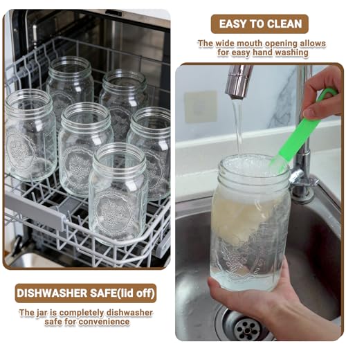 Alotpower Wide Mouth Mason Jars 32 oz - 12 Pack Clear Glass Canning Jars | Quart Mason Jars with Airtight Lids & Bands for Pickling, Fermenting, Preserving, Meal Prep, and Dry Storage - color: 32fl.oz 12pack