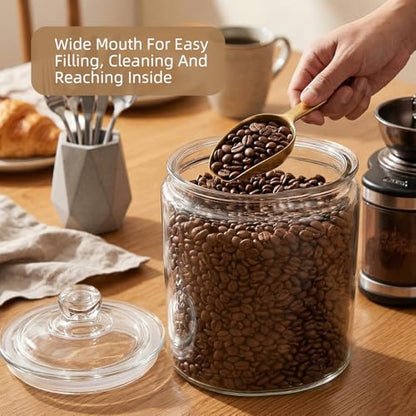 Masthome 1 Gallon Glass Jar with Lid,Large Glass Cookie Jar,Wide Mouth,Dishwasher Safe,Large Clear Jar,Storage Containers with Lids For Flour,Nuts,Cookies,Snacks - color: Glass Storage Jars Set