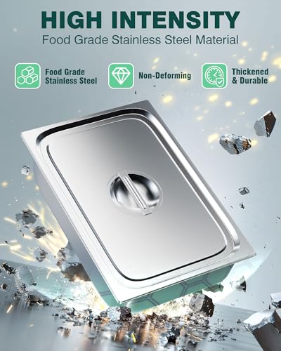WantJoin Steam Table Hotel Pans with Lid 1/1 Full Size 6 Inch Deep 3 Pack, Stainless Steel Metal Tray Sets Food Storage Container, Commercial Restaurant Chafing Dishes Buffet Warmer Catering Supplies - color: 6" Deep 3 Pack, size: 1/1 Size