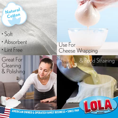 LOLA Cheese Cloth, 27 Sq. Ft / 3 Sq. Yards/Pack, 100% Cotton, Lint Free, for Poultry Wrapping, Cooking, Straining & Cheese Making - 1 Pack