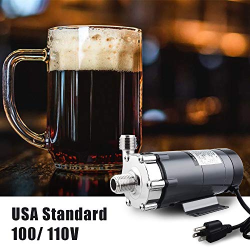 FERRODAY Brewing Wort Pump - Magnetic Drive, Stainless Steel Head, Food Safe High Temp Homebrew Circulating Water Brew Pump, 15RM, 1/2NPT - size: Wort Pump(Switch)