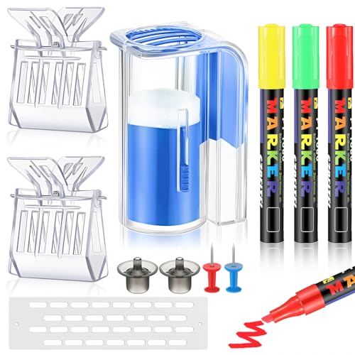 Qualirey 11 Pcs Queen Bee Marking Kit with Bottles Marking Pens Plastic Catcher Queen Bee Cage Clips Beehive Entrance Gate Cell Cups Push Pins for Beekeeping Supplies (Blue)
