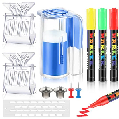 Qualirey 11 Pcs Queen Bee Marking Kit with Bottles Marking Pens Plastic Catcher Queen Bee Cage Clips Beehive Entrance Gate Cell Cups Push Pins for Beekeeping Supplies (Blue)
